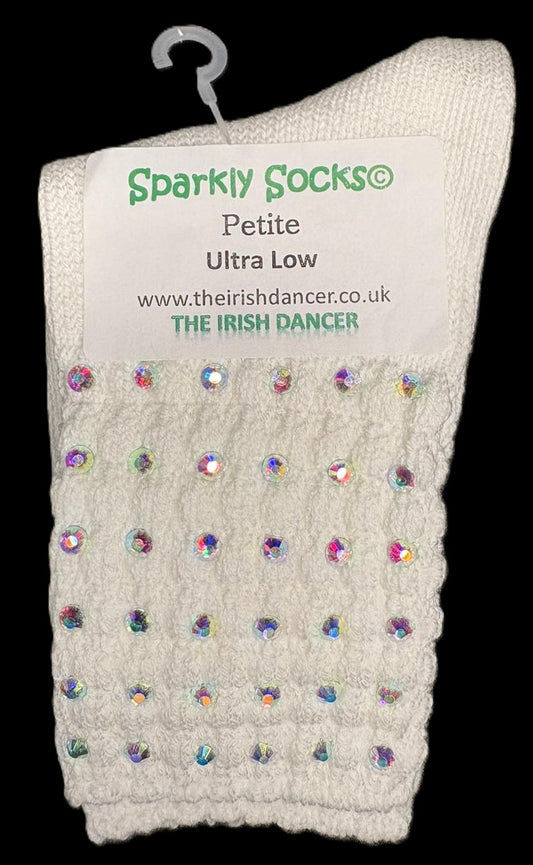 The Irish Dancer Sparkly Ultra Low Poodle Socks - Large AB stones